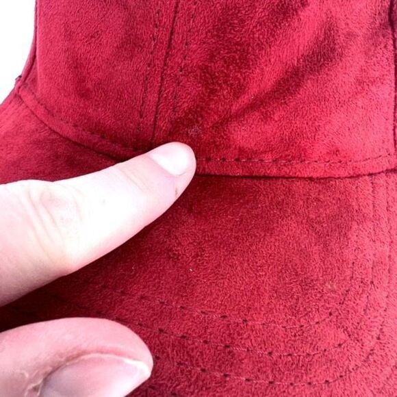 C&C Faux Suede Baseball Cap red five panel - Picture 4 of 7